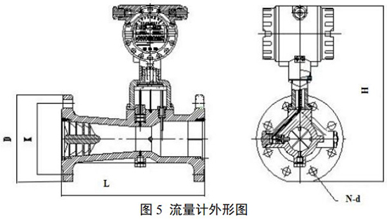 氣體旋進旋渦流量計外形圖